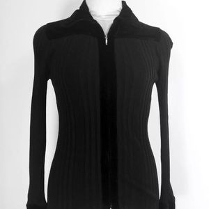 CAbi Black Navigator #710 Stretch Ribbed Sweater